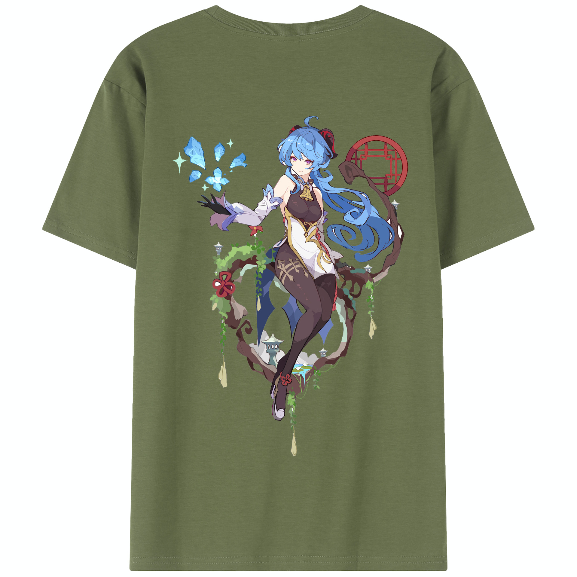 げんし神 甘雨 かんう genshin Ganyu 綿100％半袖Tシャツ（背面プリント）